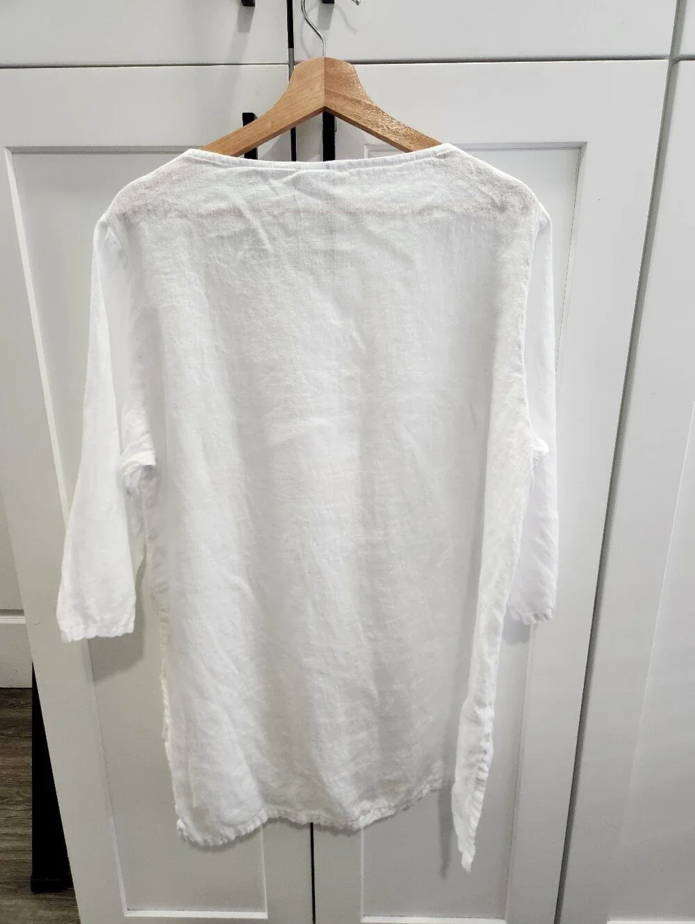 Match Point White Linen Layered Tunic Top Minimalist Lagenlook Size Large - Picture 7 of 7